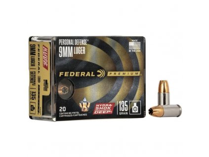 Náboj kulový Federal, Personal Defense,, 9mm L, 135GR, Hydra-Shok Deep HP