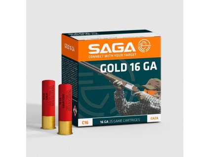 Náboj brokový SAGA, C.16 GOLD, 16x70mm, brok 4mm/ No.: 1, 28g