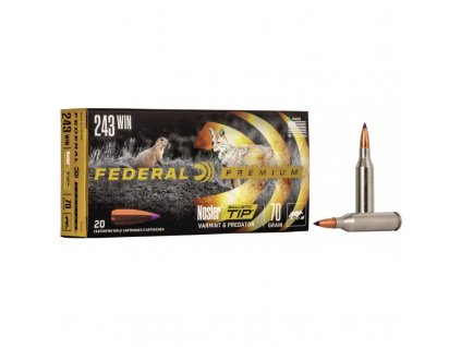 Náboj kulový Federal, Premium Vital Shok, .243 Win, 70GR, Nosler Ballistic Tip