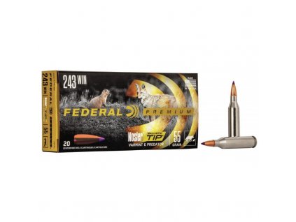 Náboj kulový Federal, Premium Vital Shok, .243 Win, 55GR, Nosler Ballistic Tip