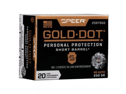 Náboj kulový Speer, Personal Protection, .45ACP, 230GR (14,9g), GoldDot HP, krátká hlaveň