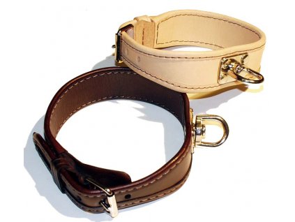 Barvářský obojek podšitý tenkou kůží s podloženou sponou (Délka 35 cm, Barva hnědá)