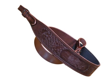 Exkluzivní kožený řemen na zbraň s ražbou motivů zvěře podšitý protiskluzovou gumou Zubíček (Motiv na motivu mi nezáleží)