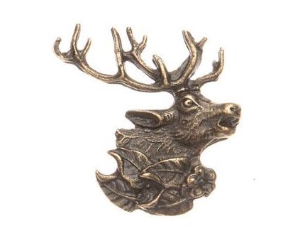 Hlava jelena s lístky (odznak na klobouk)