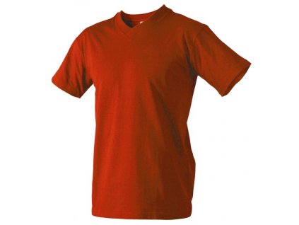 Bavlněné tričko s V výstřihem KALIFORNIE, červené L
