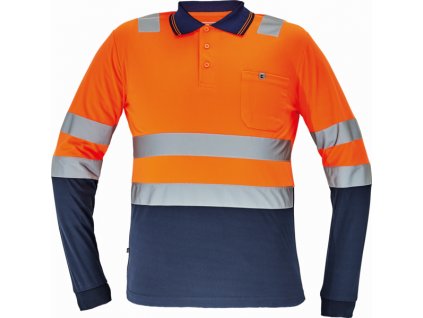 Pánská HI-VIS polokošile s dlouhým rukávem LEON oranžová-navy 3XL