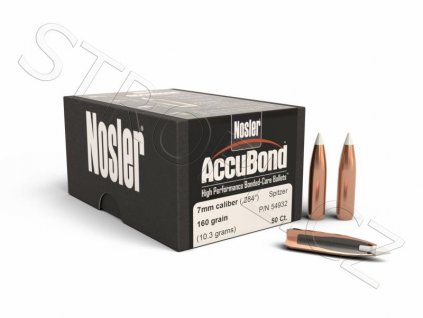Střely Nosler AccuBond 7mm, dia .284, 160grs