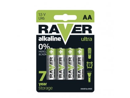 Alkalická baterie RAVER LR6 (AA), blistr