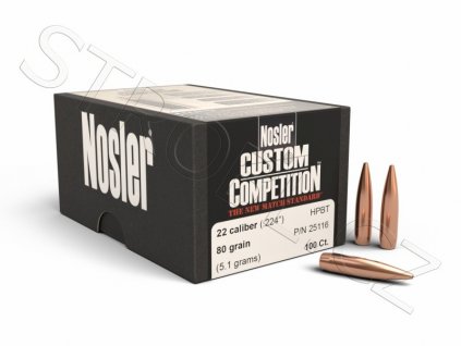 Střely Nosler Custom Competition .22 cal, dia .224, 80grs