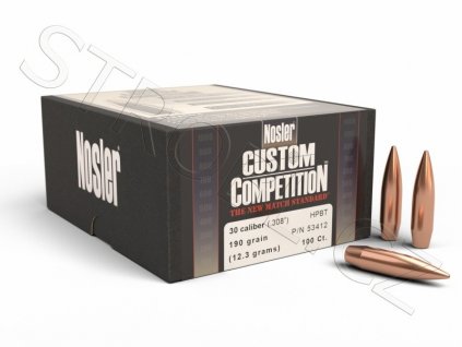 Střely Nosler Custom Competition .30 cal, dia .308, 190grs