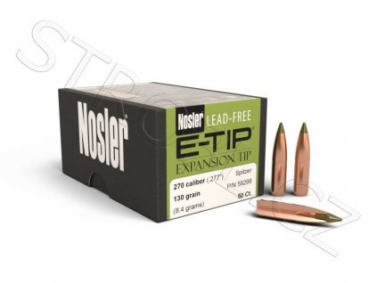 Monolitické Střely Nosler E-Tip .270 cal, dia .277, 130grs