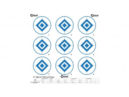 Zaměřovací terč Caldwell,&nbsp;<div>9 diamantů, kontrastní modrá, 10 ks</div>