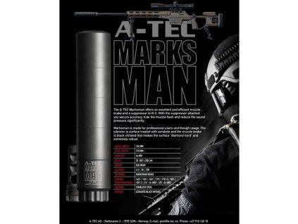 Tlumič A-TEC, Marksman, modulový, ráže do 338" (8,5mm), na úsťovou brzdu Marksman Break
