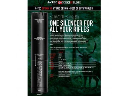 Tlumič A-TEC, model OPTIMA 50, modulový, pro ráže do .223" (5,56mm), na závit M14x1mm