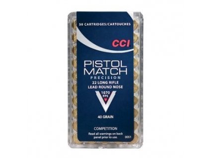 Náboj kulový CCI, Competition - Pistol Match, .22 LR, 40GR (2,6g), LRN