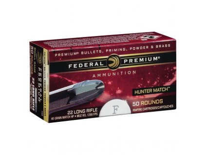 Náboj kulový Federal, Premium Hunter Match, .22 LR, 40GR (2,6g), High Velocity, HP