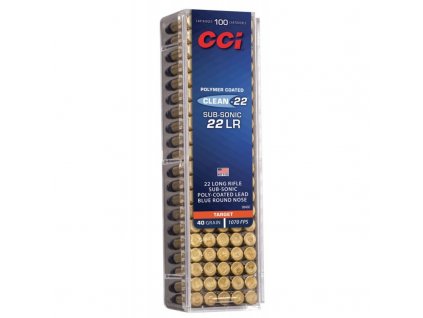 Náboj kulový CCI, Subsonic Target, .22LR, 40GR (2,6g), LRN s poly modrým potahem