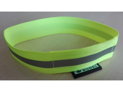 Reflexní obojek - popruh suchý zip s reflexní páskou - žlutý