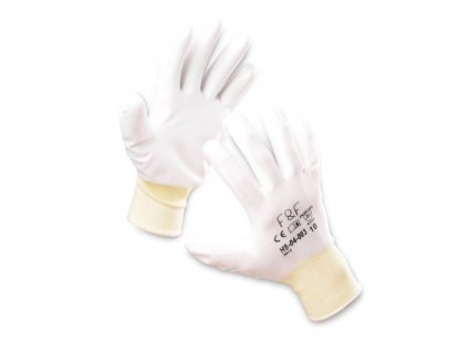 Pracovní rukavice BUNTING ECO, bílé, polyester s PU, vel. 6
