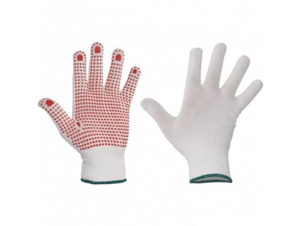 Pletené rukavice GANNET  s PVC terčíky v dlani a na prstech, vel. 7