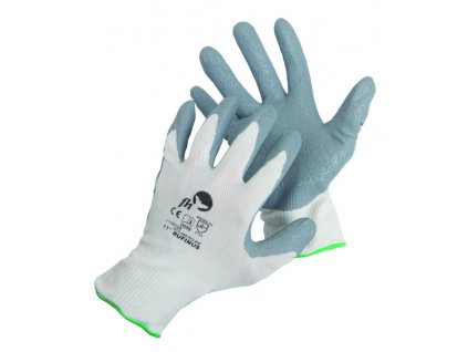 Bezešvé rukavice RUFINUS s vrstvou porézního nitrilu v dlani vhodné pro jemné manipulace, vel. 6