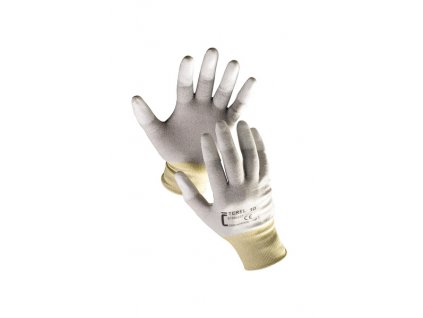 Pletené nylonové rukavice TEREL  s tenkou vrstvou polyuretanu, vel. 6