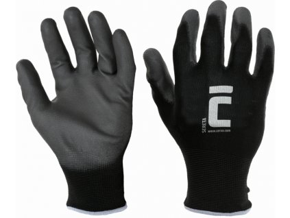 Prodyšné rukavice SERETA máčené v PU, černé, vel. 6