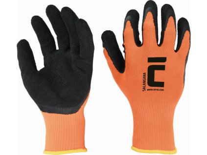 Povrstvené rukavice SALANGANA latexem, oranžová, vel. 7