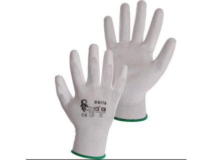 Povrstvené rukavice BRITA polyuretanem, bílé vel. 11