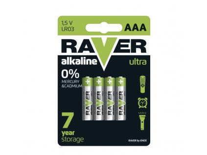 Alkalická baterie RAVER LR03 (AAA), blistr