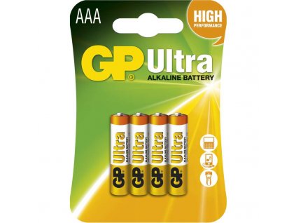 Alkalická baterie GP Ultra LR03 (AAA), blistr