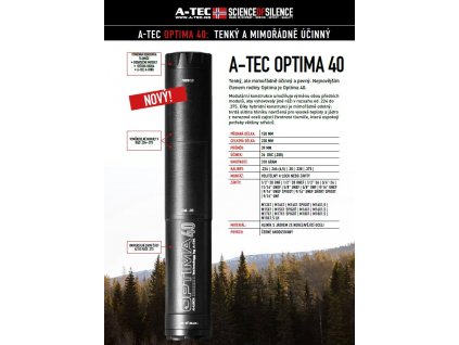 Tlumič A-TEC, model: OPTIMA 40, modulový, pro ráže do .30" (7,62mm) na adaptér A-LOCK Mini