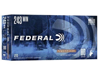 Náboj kulový Federal, Power Shok, .243 Win., 80GR (5,18g), Speer Hot-Core Soft Point