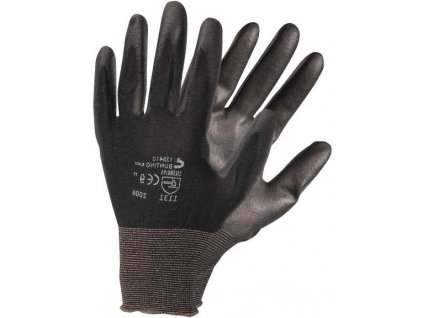 Pracovní rukavice Bunting black, polyuretan na dlani a prstech vel. XS
