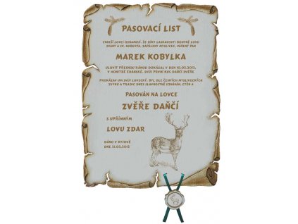 Pasovací list daněk č.732 pergamen z překližky