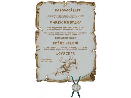 Pasovací list jelen č.733 pergamen z překližky