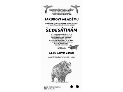 Gratulace myslivec č.726 - Gratulace myslivec na frézované desce 2D