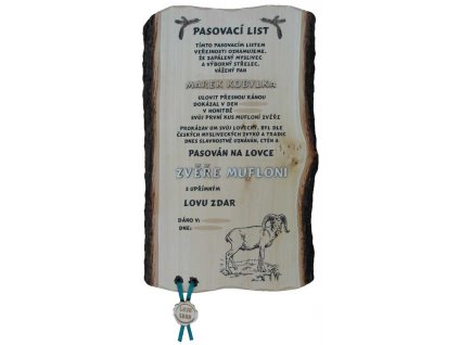Pasovací list muflon č.737 na desce s kůrou 3D