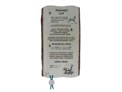 Pasovací list srnec č.734 na desce s kůrou 3D