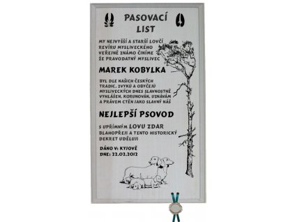 Pasovací list psovod č.736 na frézované desce 2D