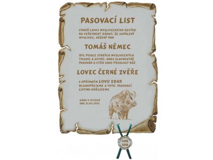Pasovací list černá zvěř č.731 pergamen z překližky