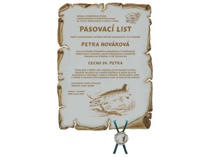 Pasovací list rybářka č. 754 pergamen z překližky