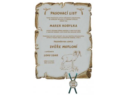 Pasovací list muflon č.737 pergamen z překližky