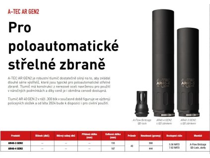Tlumič A-TEC, AR 40-3 GEN2, Cerakote ráže do .30" (7,62mm), závit 14x1mm