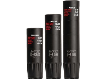 Tlumič A-TEC, model H2 Mega, 3 modulový, pro ráže do .30" (7,62mm), na závit M18x1mm