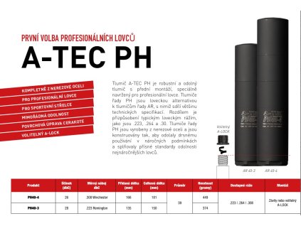 Tlumič A-TEC, PH 40-3, Cerakote ráže do .30" (7,62mm), na adaptér A-LOCK Mini