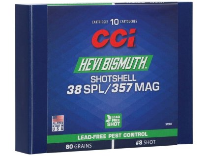 Náboj brokový CCI, Bismuth Shotshell, .38 Spec./.357 Mag., 100GR (6,5g), brok No. 9, 4mm