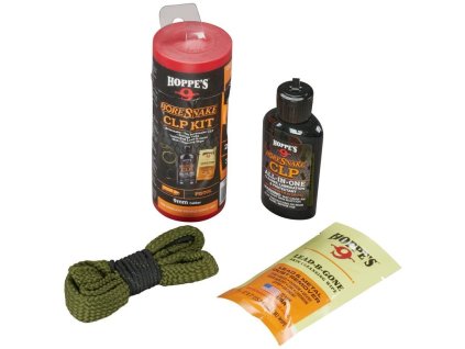 Čistící sada Hoppe's, BoreSnake s přípravkem CLP, pro ráže 9mm, .357", .38", atd.