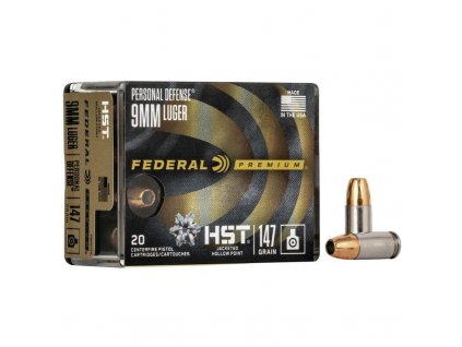 Náboj kulový Federal, Premium Personal Defense, 9mm Luger, 147GR (9,5g), HST JHP, Subsonic