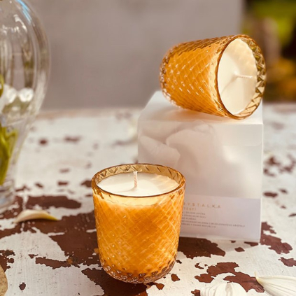 Přírodní mini-svíčka v amber křišťálu “Crystalka”
